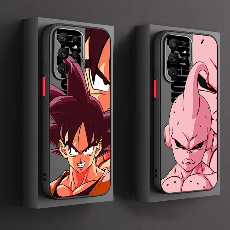 D-Dragon Ball Goku Cute Art Frosted Translucent For Samsung Galaxy S24 S23 S22 S21 S20 FE S10 S9 S8 Plus Ultra Pro 5G Back