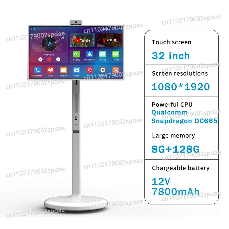 Portable 32 Inch Touch Screen Smart Television 8 Core 8GB 128GB WiFi Screen Casting Home TV With Remote Control Bracket