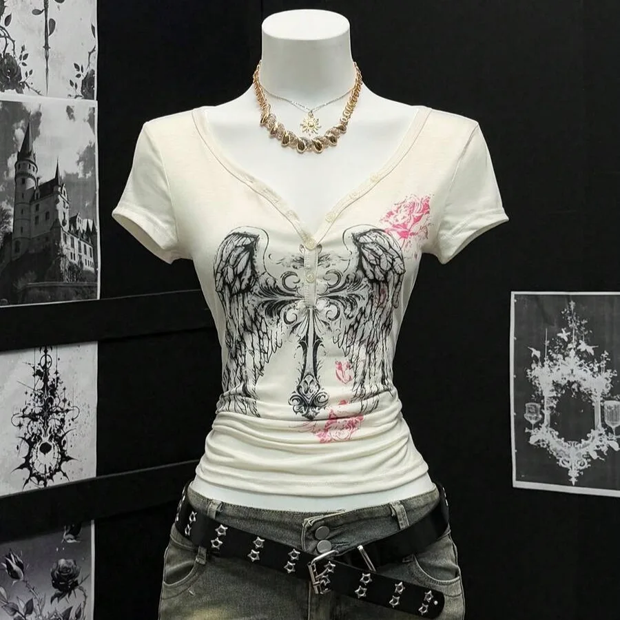 

Мужские летние шорты Street Sle в японском и корейском стиле с персонализированным принтом крыльев, V-образным вырезом, облегающие, для прогулок