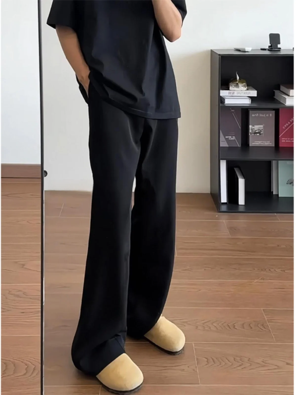 

Bla Casual Men's Straight Leg Suit Pants Autumn High Waist Trousers Durable Iron-Free Youthful Sle Pure Color Faionable