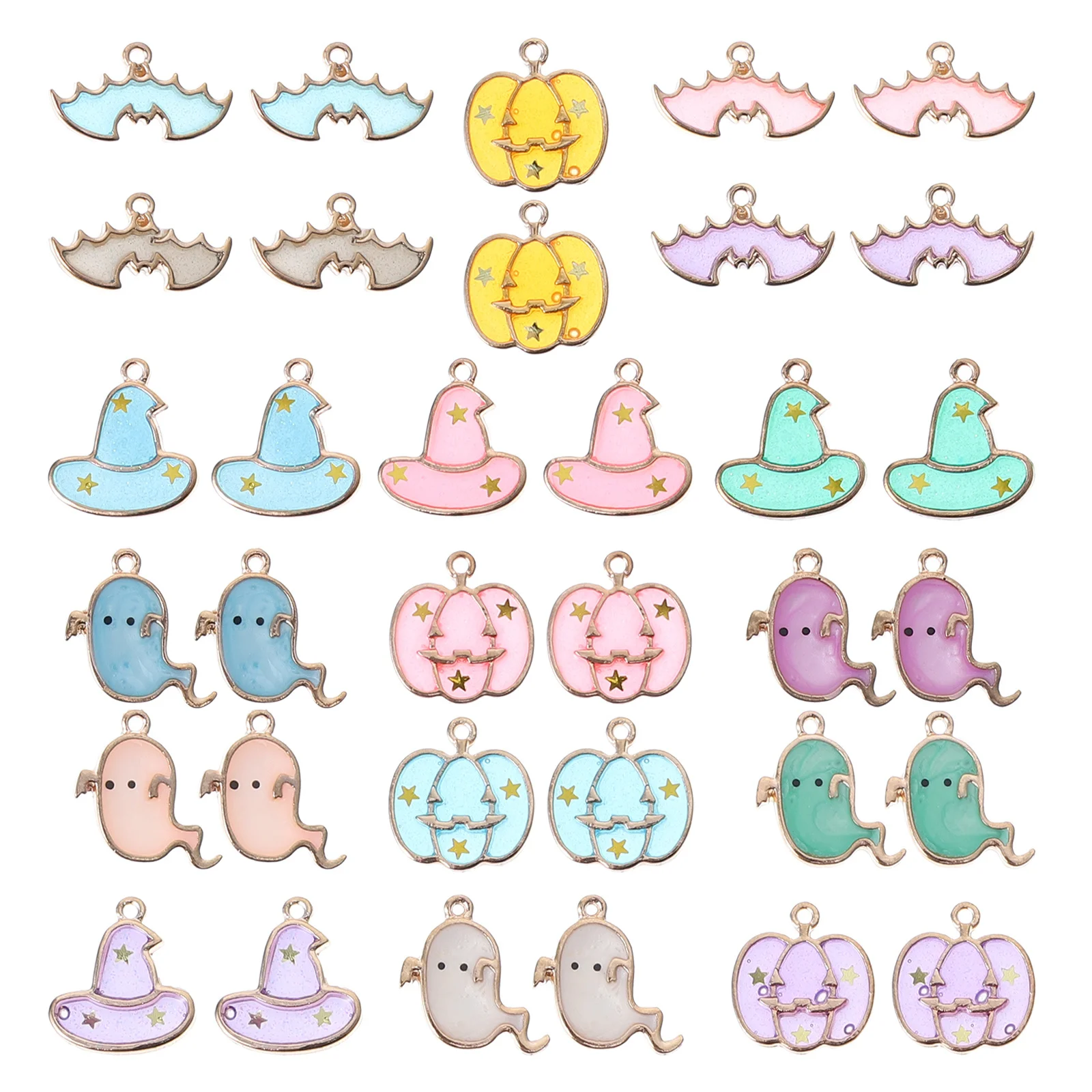 34 Uds. De elementos de Halloween, sombrero de murciélago de calabaza, colgante de aleación, fabricación de joyería, suministro DIY para decoración de collares y pulseras