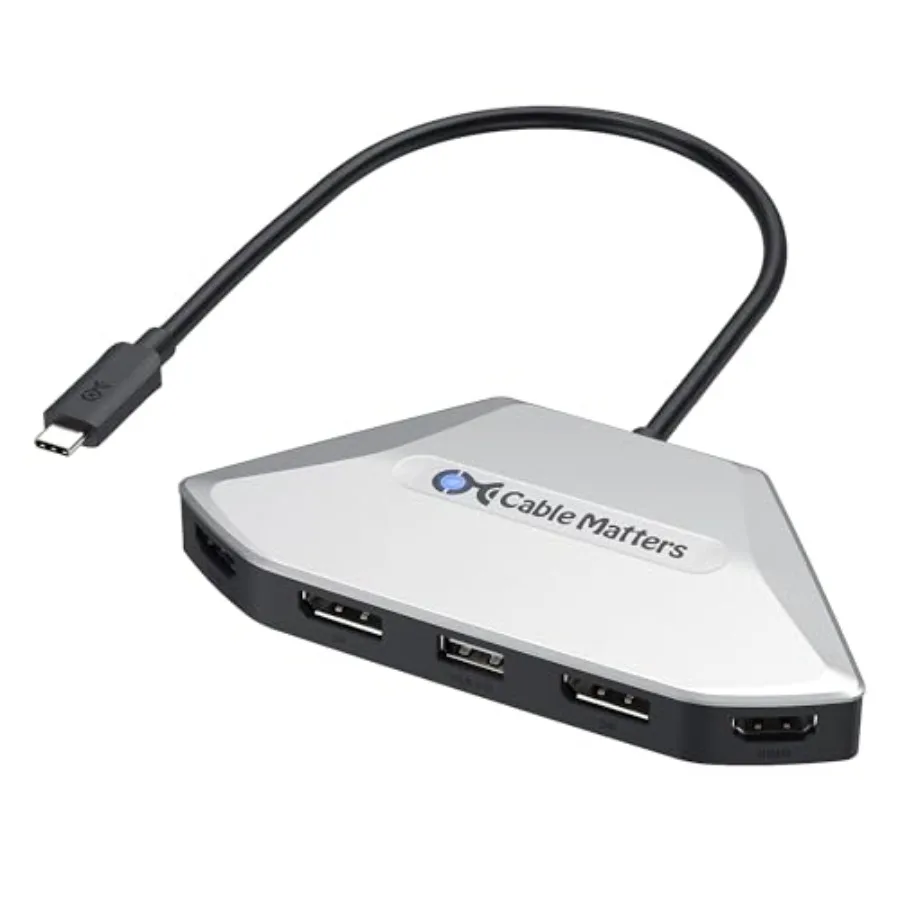 

Кабельный адаптер Cable Matters 4K Quad Display USB C MST (только для Windows) поддерживает видео до 8K@60Hz / 4x 4K@60Hz, зарядку 140W, USB-C хаб.