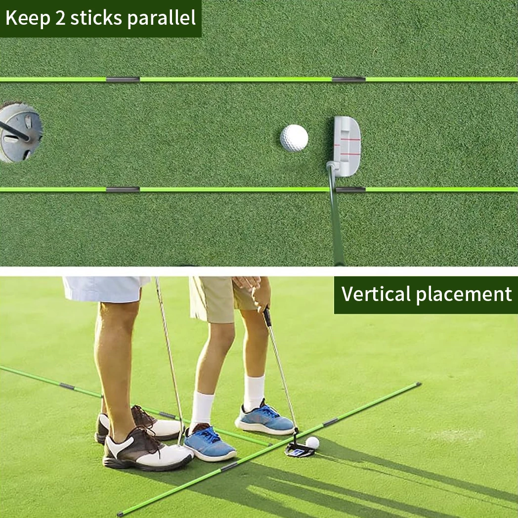 Bastoncini di allineamento da golf verde Caiton 2 set - Aste per pratica di allineamento da 48 pollici, pieghevoli per una facile portabilità,