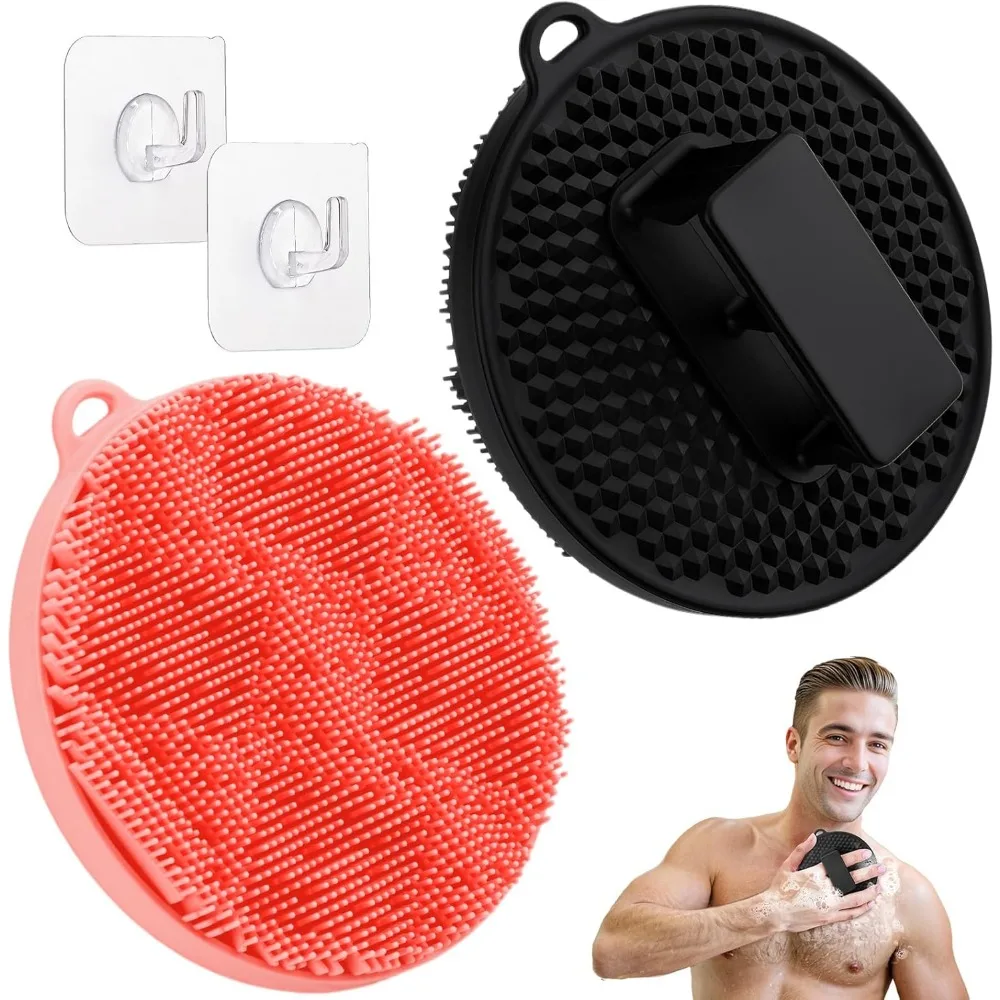 

Силиконовый скребок для тела, 2 шт., гигиеническая силиконовая люфа с волнистой щетиной и нескользящей ручкой, прочный буфер для душа