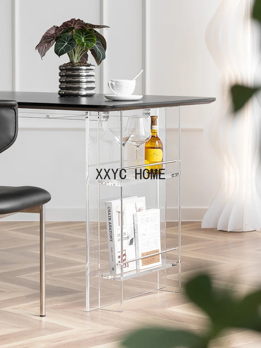 

Nordic Transparent Suspension Marble Acrylic Aino Stone Plate Dining Table and Chair