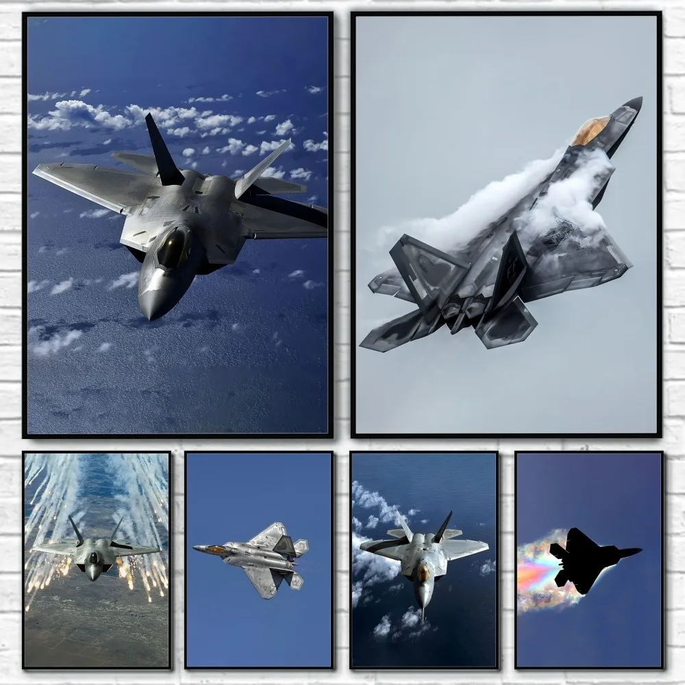 

F-22 COOL HD American Aircraft Poster Sticky Wall Art Printing Waterproof Home Living Bed Room Bar Hallway Aesthetic Decor