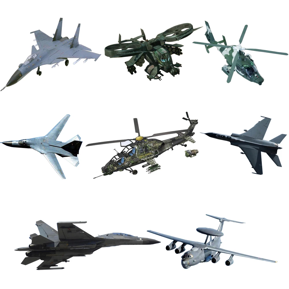 8 Styles Airplane Assembly Model JH-7 SU-33 J-11 SU-47 KJ-2000 WZ-9 SA-52B WZ-10 Fighter Military Ornament Mini Plastic Toy