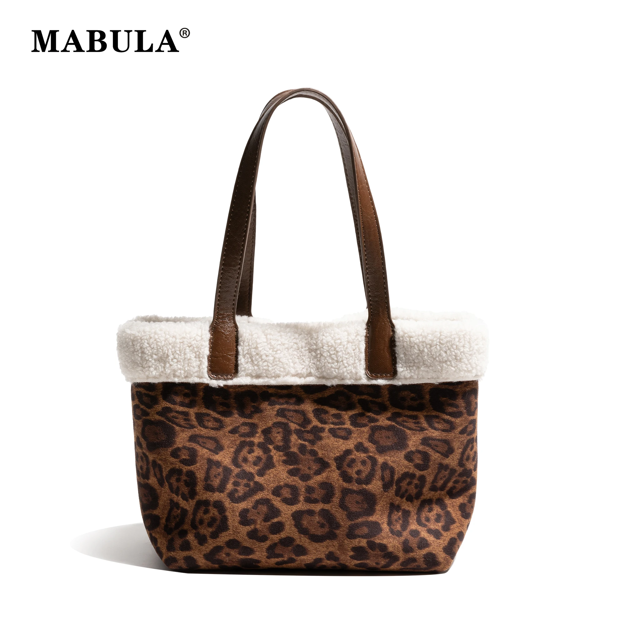 

MABULA Plush Shoulder Bag Faux Lamb Wool Bucket Bag Large Capacity Tote Bag Trends Winter Autumn Females Luxury Handbags