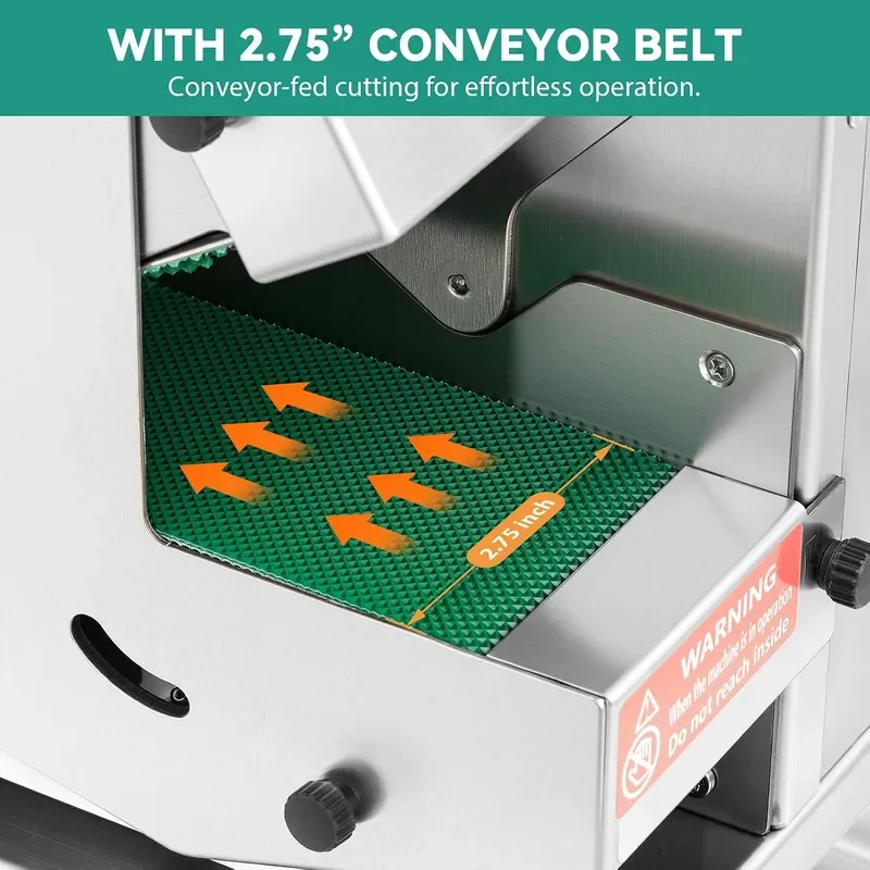 Commercial Veggie Slicer with Conveyor Belt Cutter 200W 110V