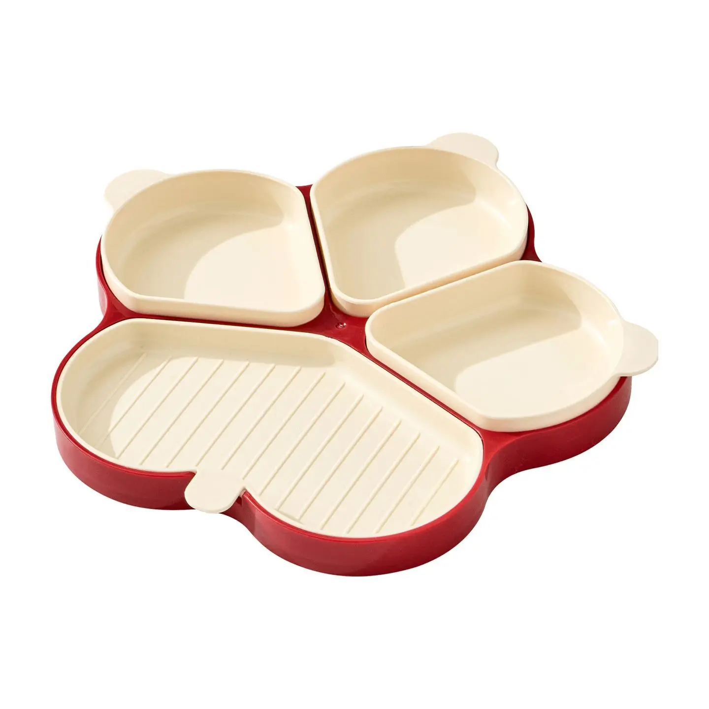 Home Multifunctional Meal Prep Tray 4 Compartment Prep Detachable Washable Seasoning Tray Ginger Garlic Fruit Plate