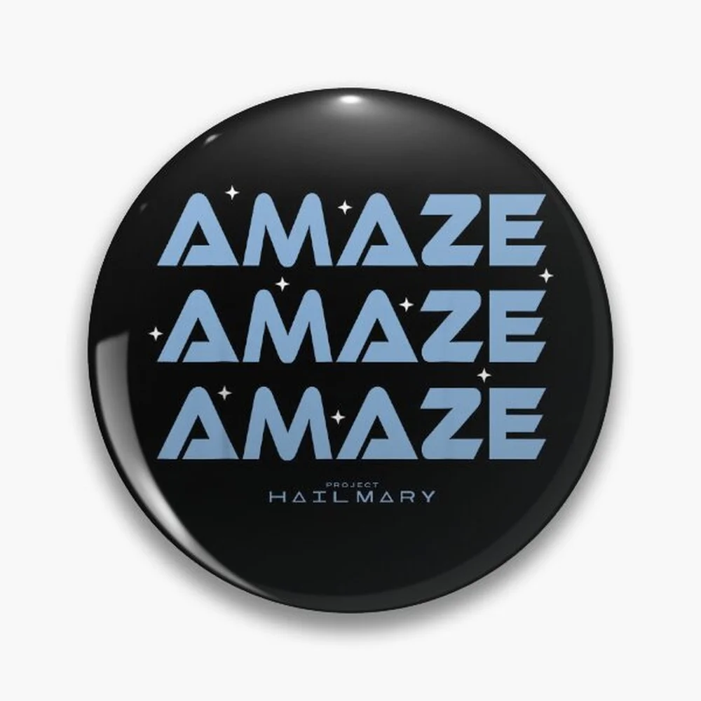 Project Hail Mary Amaze Amaze Amaze Pin Holographic Star Heart Pin Brooches Laminated Button Fashion Accessory