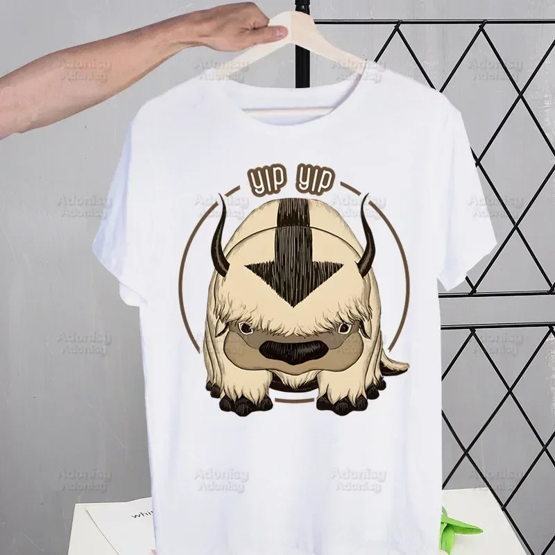 Appa YIP YIP Avatar Cartoon T Shirt Men Retro The Last Airbender Tops Tees Harajuku Tshirt Streetwear Hip Hop Male T-shirts