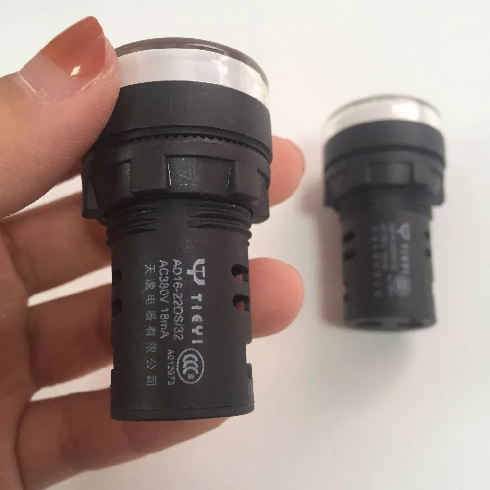 2 個 AC380V 18mA プラスチックシェル工業用白色 LED インジケータライト AD16-22D/S