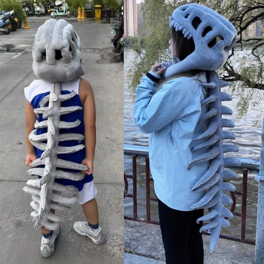Lustige Dinosaurier Skelett Kapuze Maske Cosplay Tier Drachen Schädel Plüsch Helm Halloween Karneval Dress Up Party Kostüme Requisiten