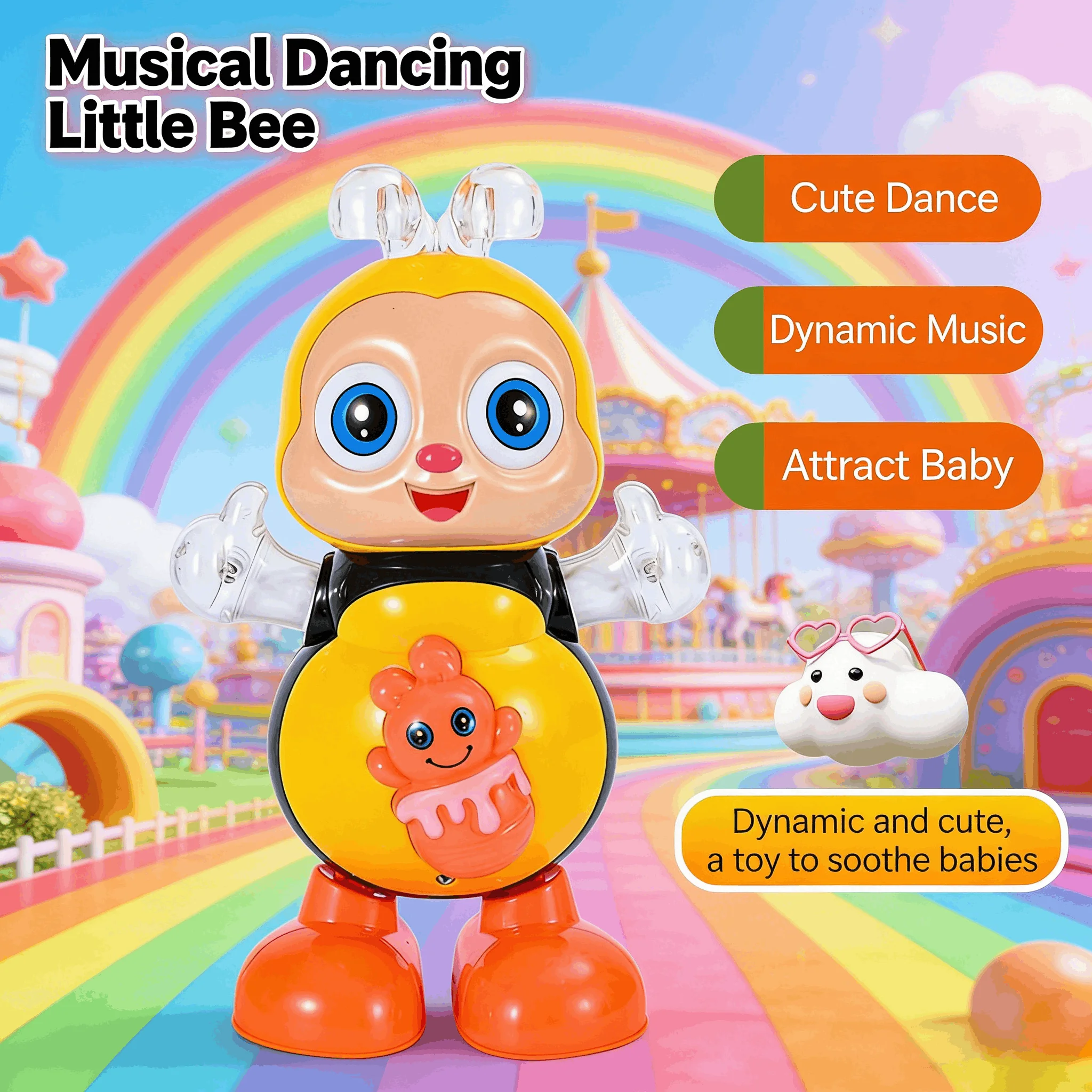 Dancing Bee Electric Toys Musical Toys Electronic Cartoon Bee Preschool Learning Toys Educational Toys Interactive