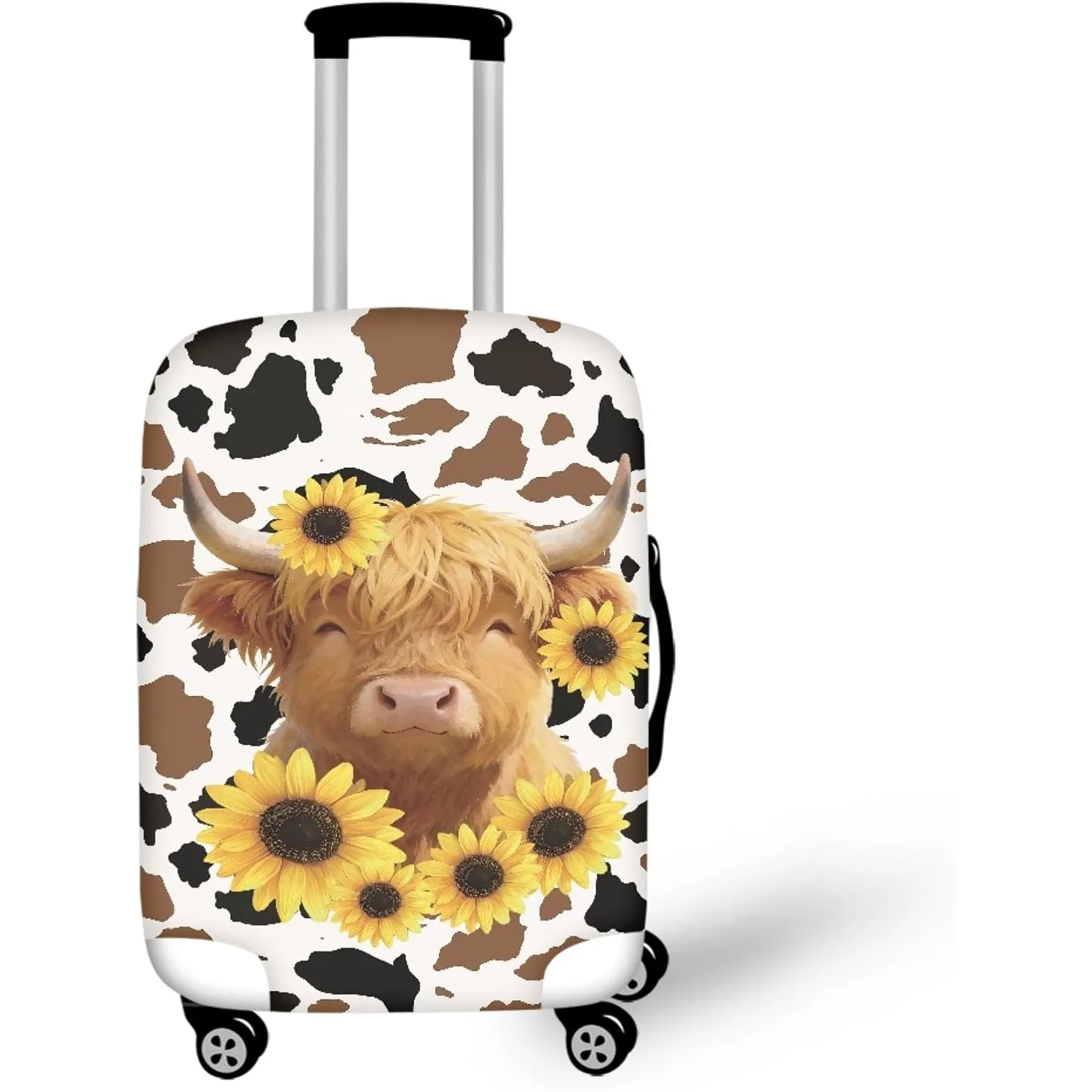 

Cow Spots Luggage Covers For Suitcase Sunflowers Highland Cow Print Travel Suitcase Protector