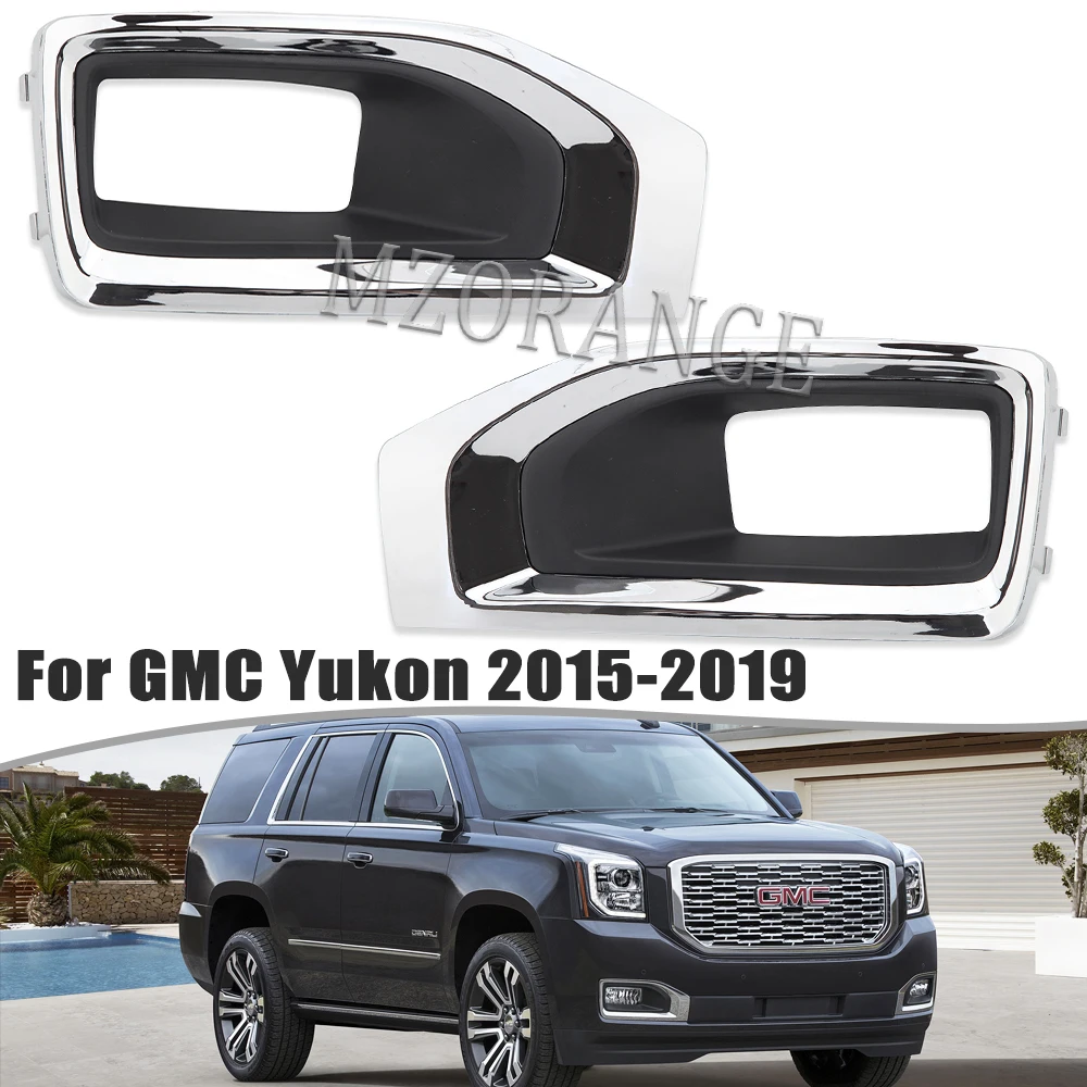 

Противотуманные фары с хромированной крышкой гриль для GMC YUKON 2015 2016 2017 2018 2019 противотуманная фара ободок передний бампер противотуманные фары аксессуары