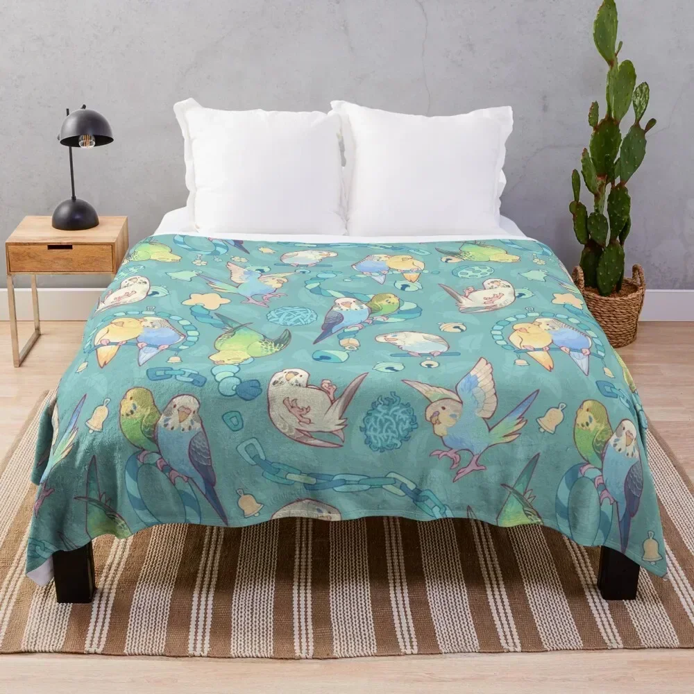 

Budgie bunch bubblegum ice cream flavored Throw Blanket Warm Flannel Blanket for Couch Chair Bedroom