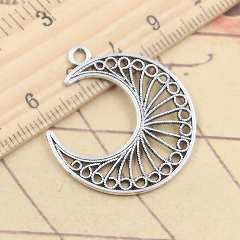 10pcs Charms Hollow Moon 34x30mm Tibetan Silver Color Pendants Antique Jewelry Making DIY Handmade Craft