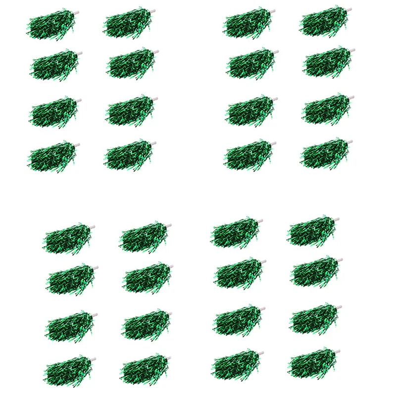 

72Pcs Cheerleading Pom Poms Metallic Foil Cheer Pom Poms With Plastic Handle For Adults Kids Cheerleaders Party Green