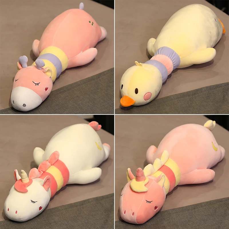 

70/100cm Kawaii Giant Duck Unicorn Nap Pillow Plush Toy Soft Animal Cartoon Bed Decor Sleeping Stuffed Plushie Kids Girl Gift