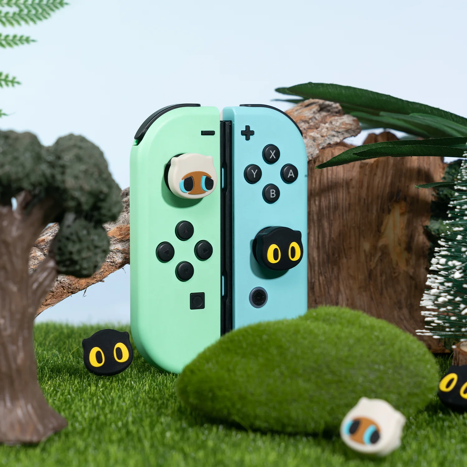 4pcs Cute Cat Kawaii Joy Con Thumb Grips Joystick Cap Black Soft Silicone cover Button per Nintendo Switch Oled Lite Controller