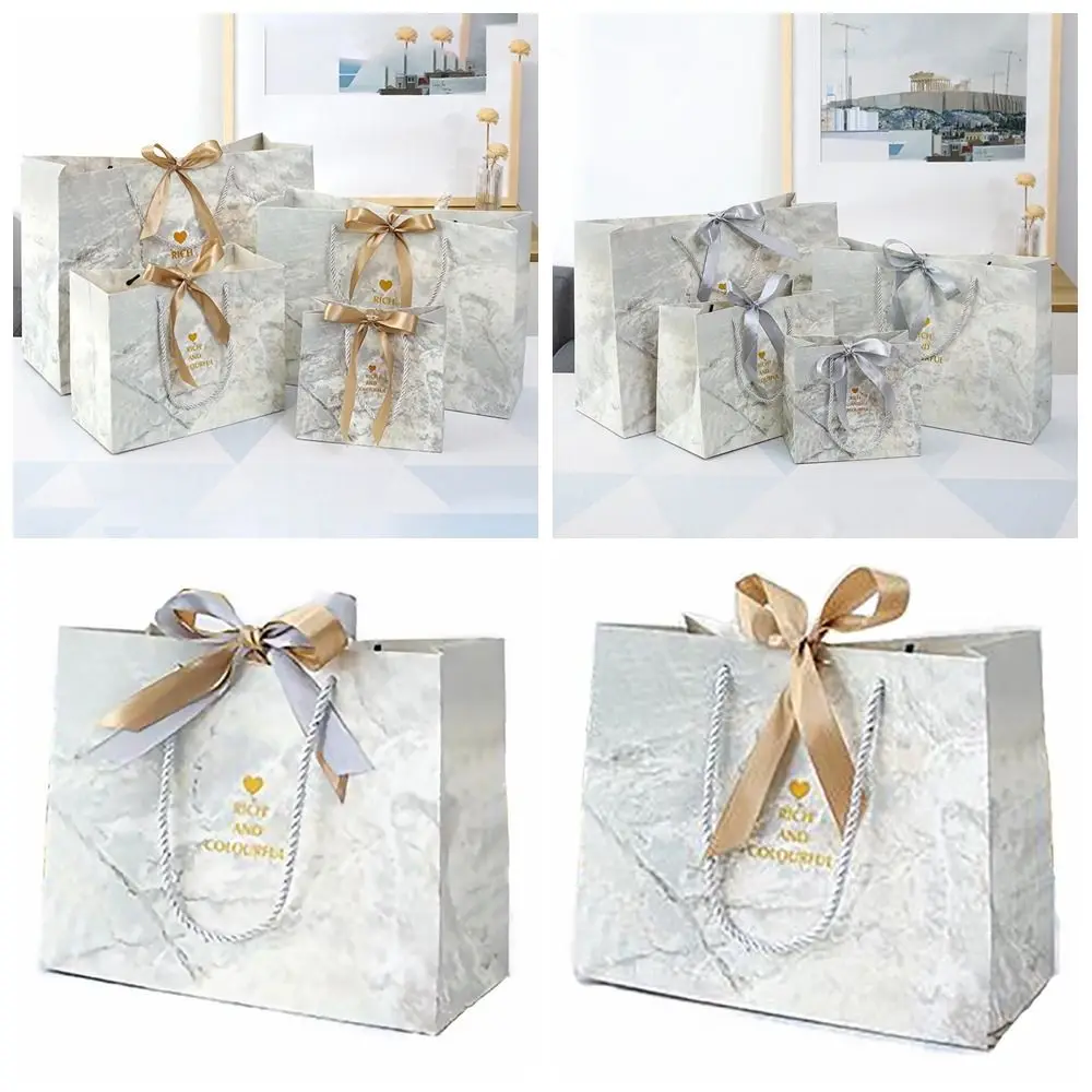 Marbling Printing Gift Bag Creative Large Capacity Multi-size Handhold Paper Bag Wrapping Thicken Packaging Bag Gift