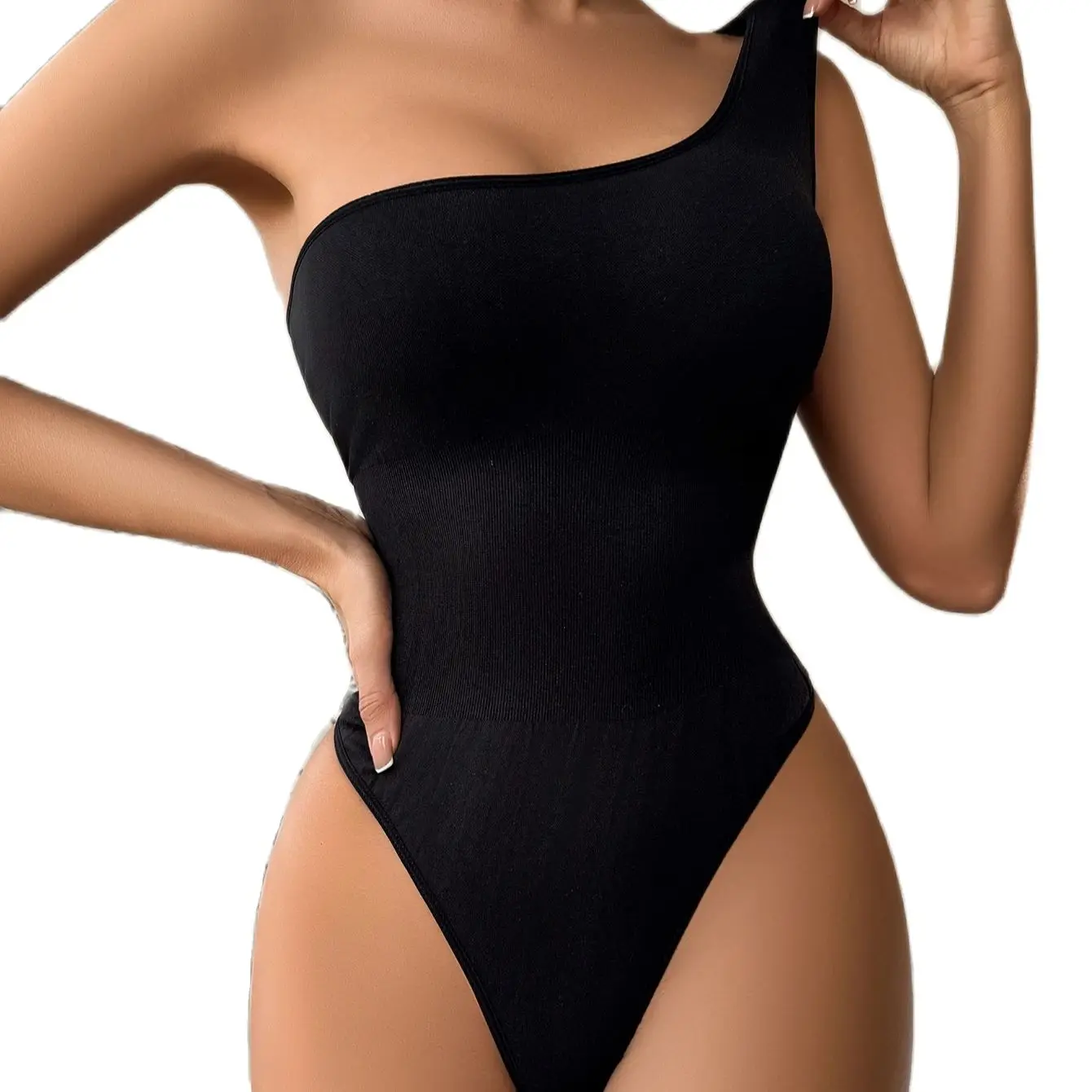 Ladies seamless shaping bodysuit, off-the-shoulder sexy undergarment slimming one-piece, one-piece swimsuit