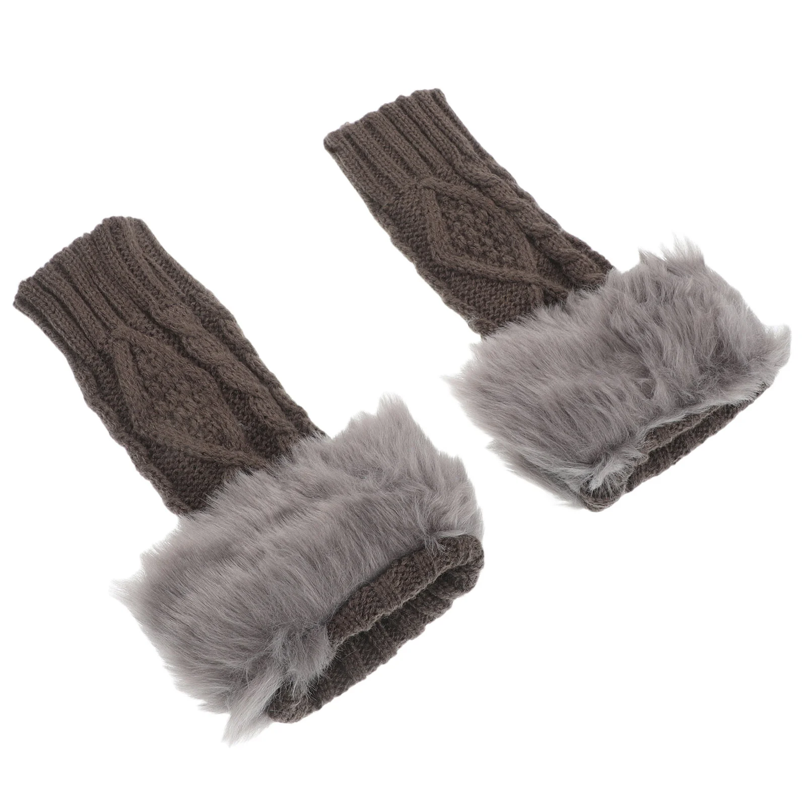

Faux Fur Wrist Cuff Wool Sleeves Sweater Arm Warmers for Women Dark Grey Acrylic