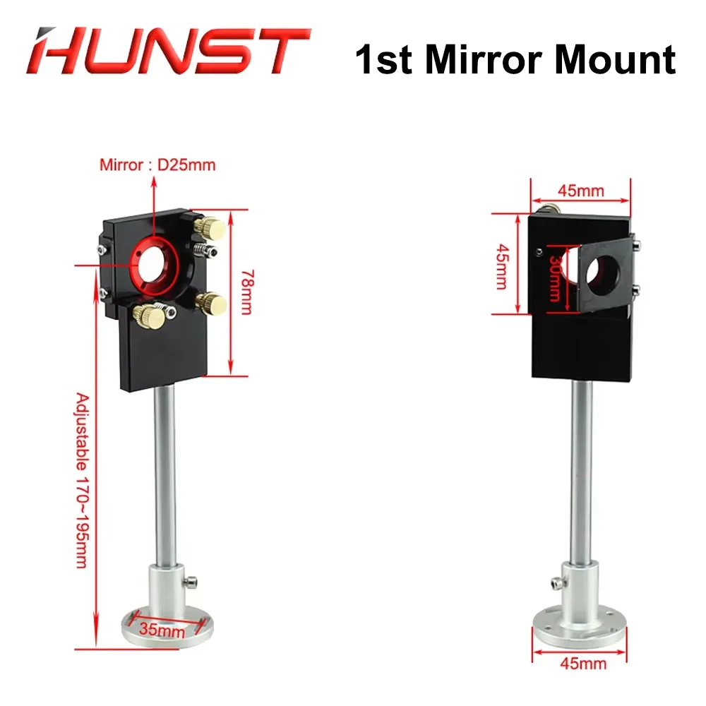 HUNST Co2 Laser Head First Mirror Mount Dia.25mm Reflective Mirror Integrative Mount for Laser Cutting Machine.