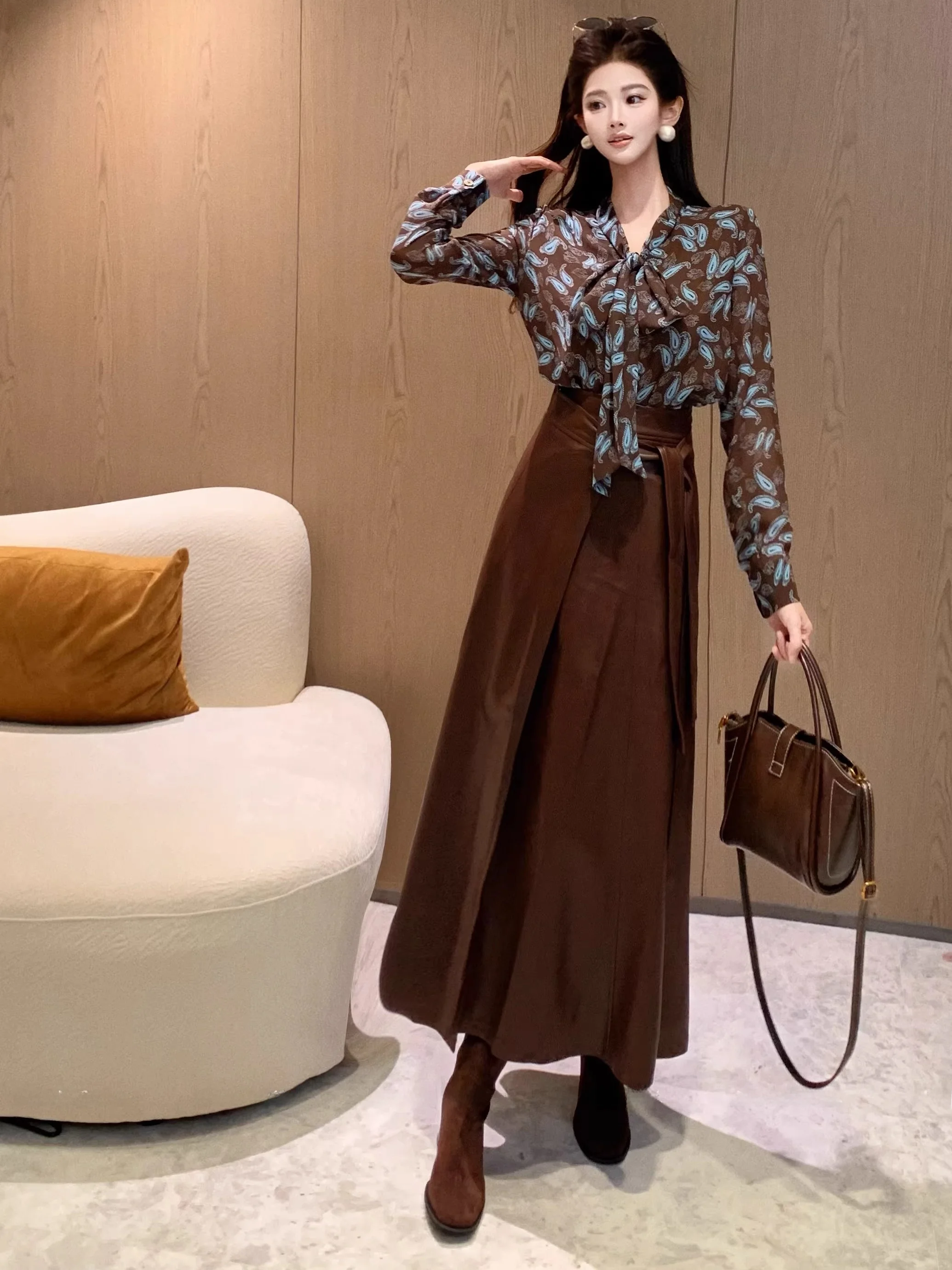 

Новая высококачественная вязаная базовая футболка Dadada, коричневая, с узором, универсальная, модная, Netie SUZ2240, женская повседневная, из полиэфирного волокна