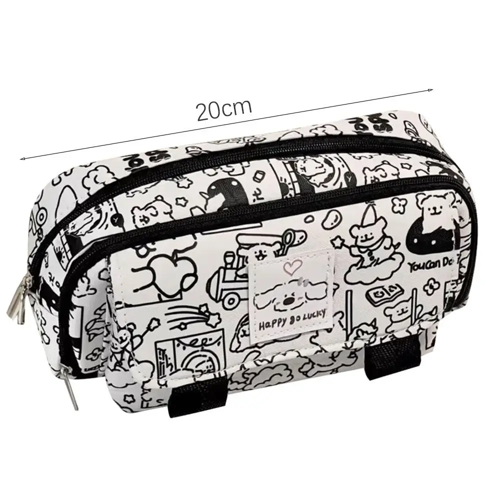 Printed Stationery Storage Bag Durable Portable Large-capacity Stationery Organizer Multi-function Pencil Case