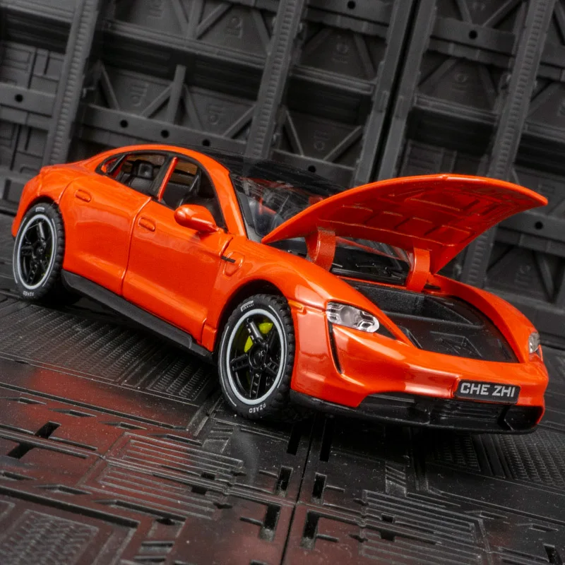 1:32 Porsche Taycan Legierung Automodell Ornamente akusto-optisch zurückziehen Kinderspielzeug Türen und Motorhaube Kofferraum kann geöffnet werden