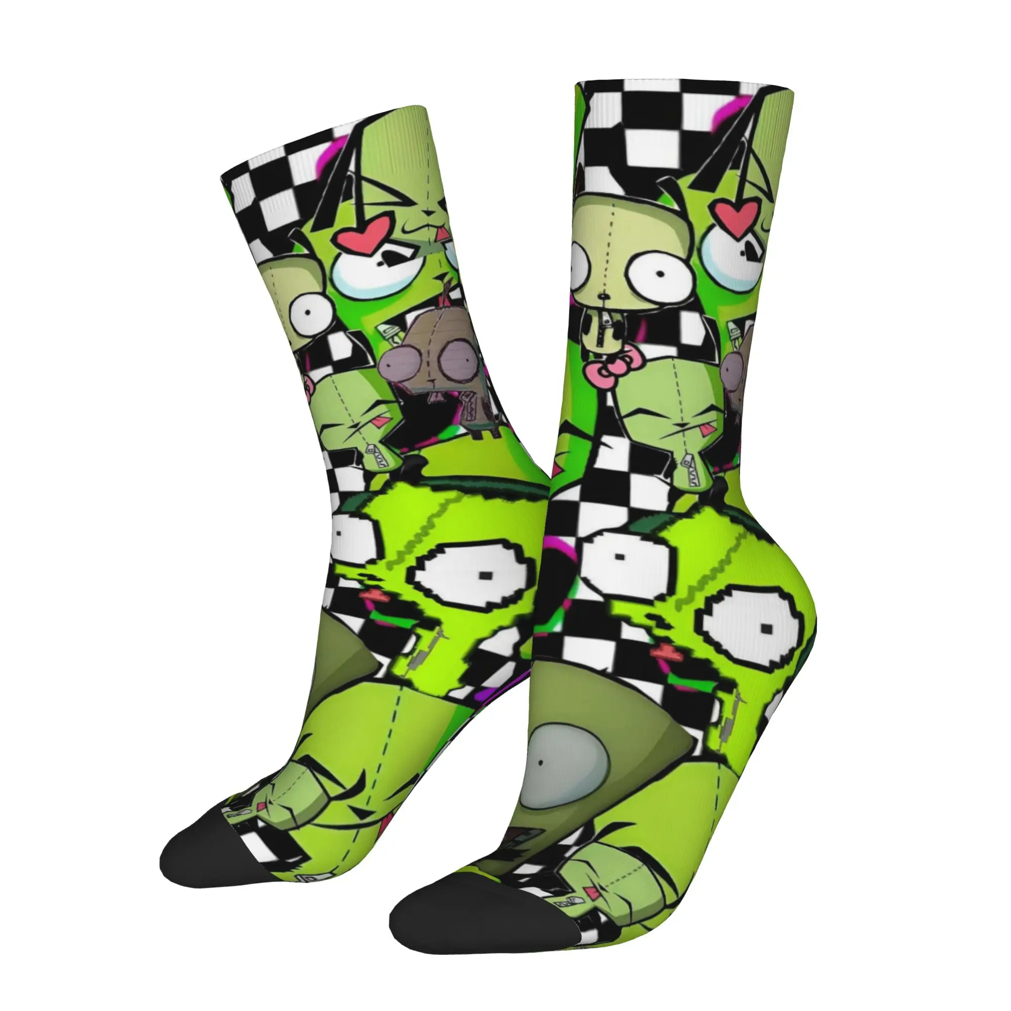 Happy Funny Men's Socks Casual Invader Zim Gir Cartoon Sock Polyester  Graphic Women Socks Spring Summer Autumn Winter