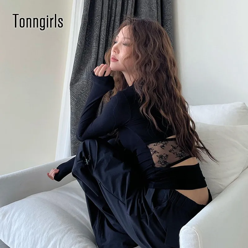 Tonngirls Vintage Print T Shirt Women Hollow Out Patchwork Y2k Aesthetic Crop Tops Skinny Streetwear Japanese 2000s Tshirts Tees