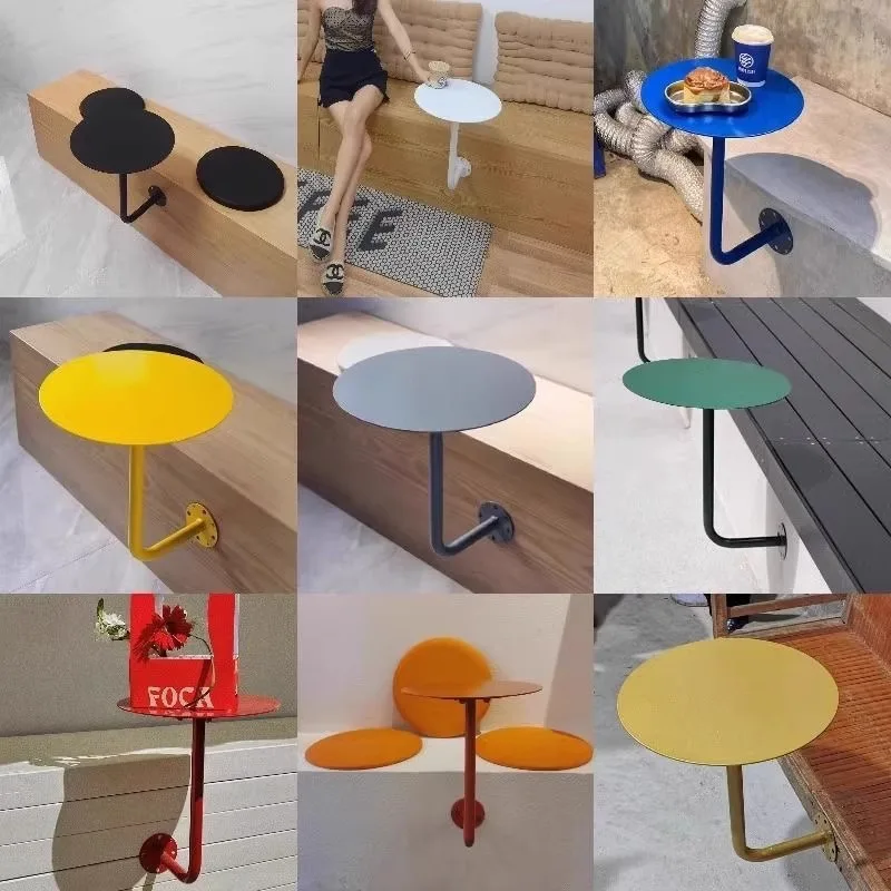 Internet celebrity wall coffee table, industrial style multi-color small round table