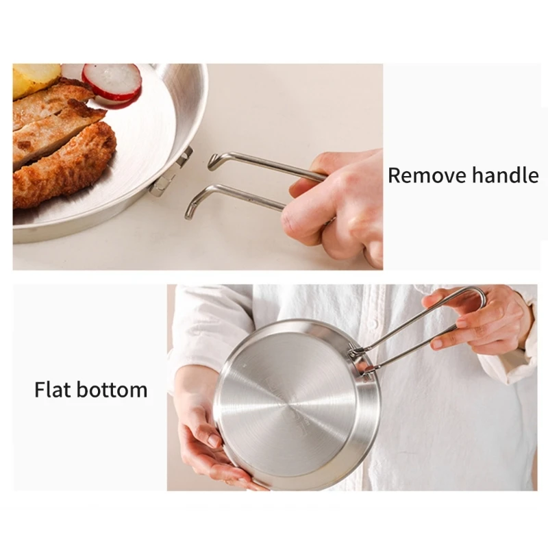 Comode padelle antiaderenti con manico pieghevole in acciaio inossidabile per cucinare