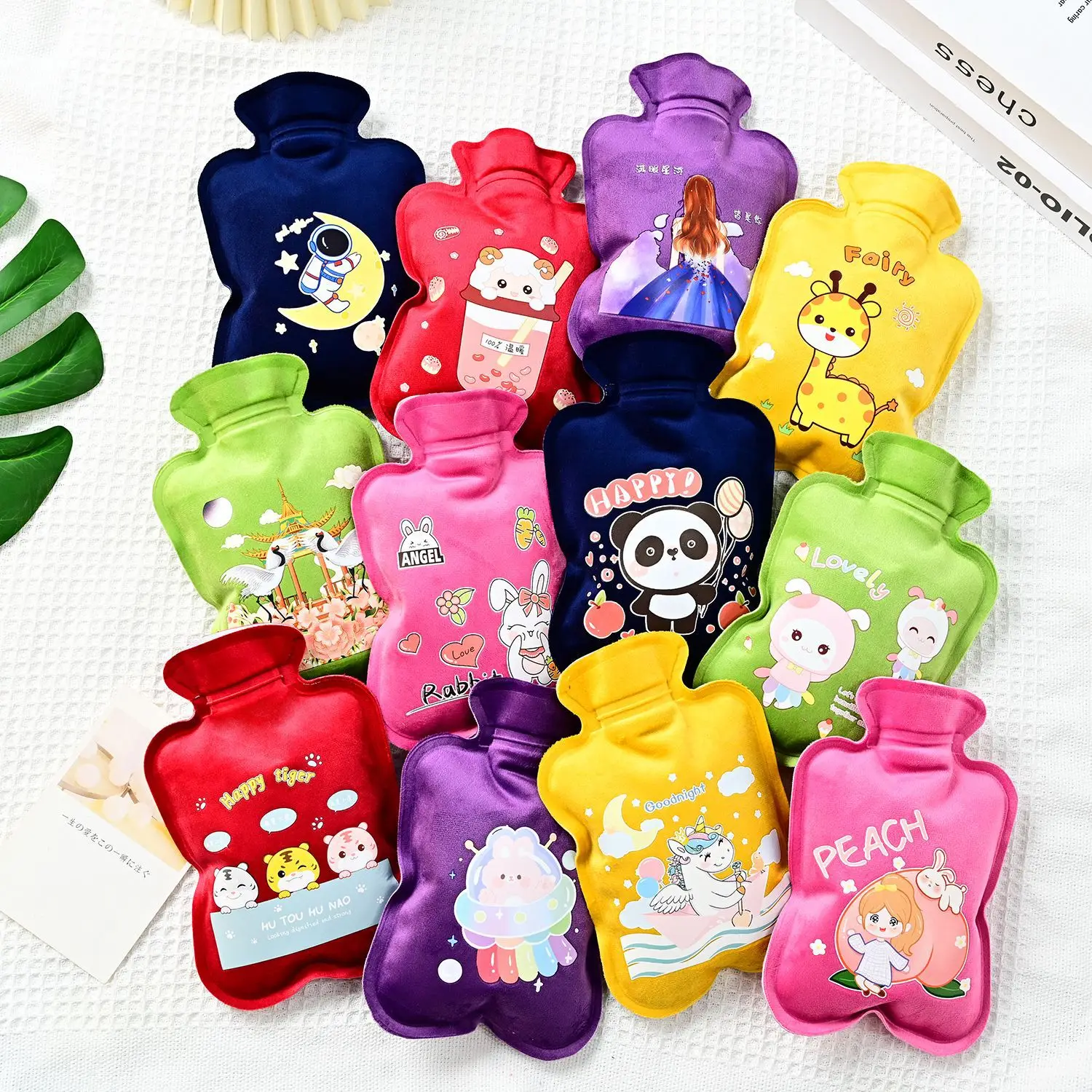 Cute PVC Flocking Hand Po Warm Water Bottle Mini Hot Water Bottles Portable Hand Warmer Pocket Hand Feet Hot Water Bags