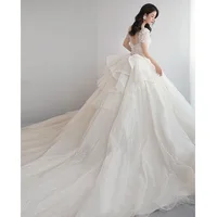 Luxury Short Sleeve Wedding Dress 2026 New Bridal Dress V Neck Beading Shinning Ball Gown Sweep Train Vestido  Noiva Customized - Image 5