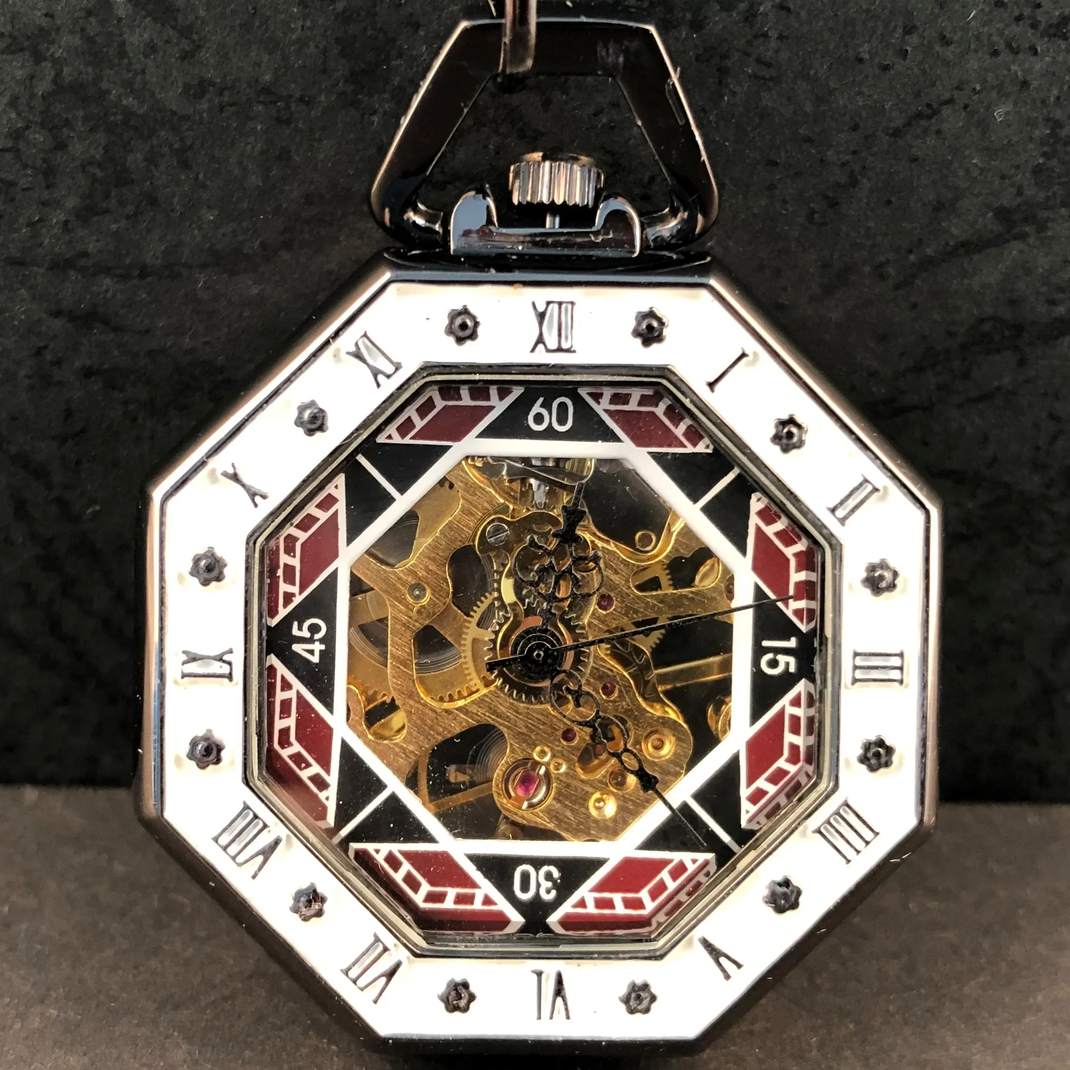 

Vintage Personality Hexagonal Polygon Pocket Watch Collection Antique Pendant with Chain Pocket Clock