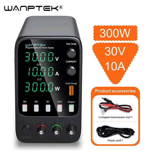 Wanptek-fuente de alimentación CC ajustable, 30V, 10A, 60V, 5A, fuente de alimentación de banco de laboratorio, fuente de alimentación estabilizada, interruptor regulador de voltaje de 120V