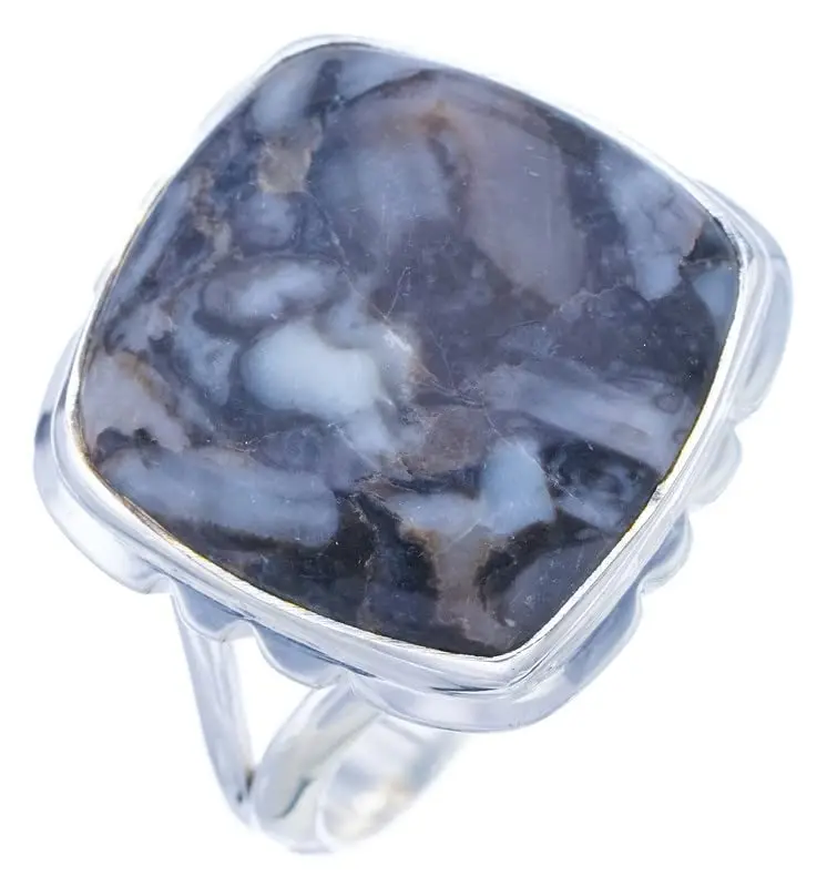 

StarGems® Natural Septarian Geode Handmade 925 Sterling Silver Ring 8.5 F3241