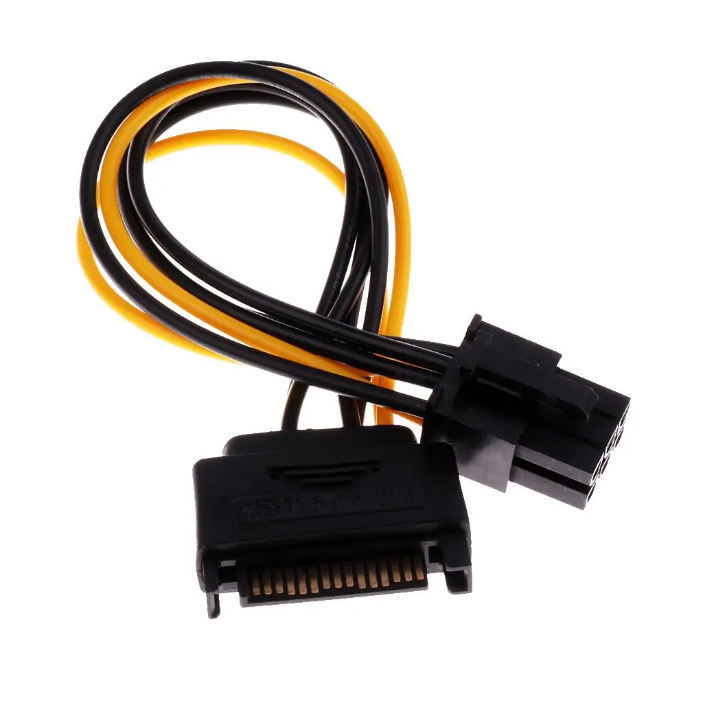 SATA Power Supply 12v Cable 15 Pin Male to 6 Pin Female Converter for Rx 580 8gb Graphics Card Setup