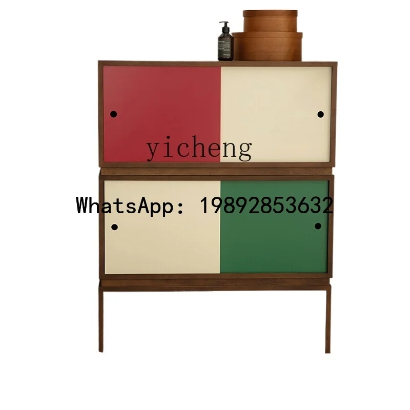 medieval solid wood combined cabinet multi-color storage side cabinet storage module cabinet