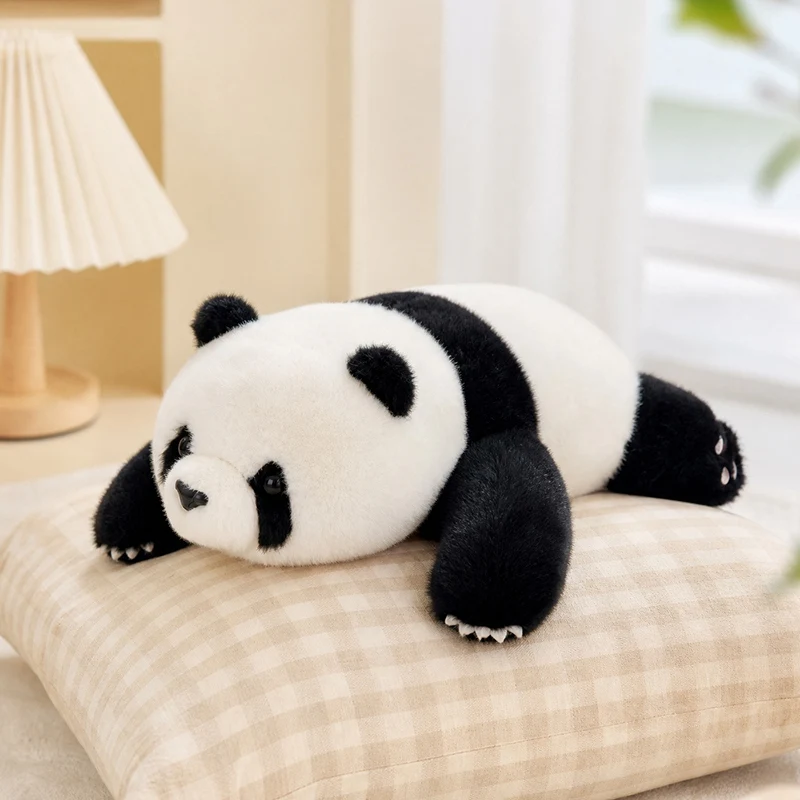 30cm Realistic Cute Panda Plush Toy Soft Stuffed Animal Hugging Companion Doll for Kids Room Decor Birthday Christmas Gift