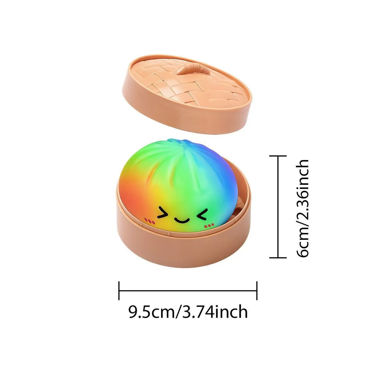 Colorful Rainbow Bao Squishy Slow Rising Stress Relief Toy Mini Steamer Pack Soft Squeeze Fidget Ball Kawaii Food Sensory Toy.