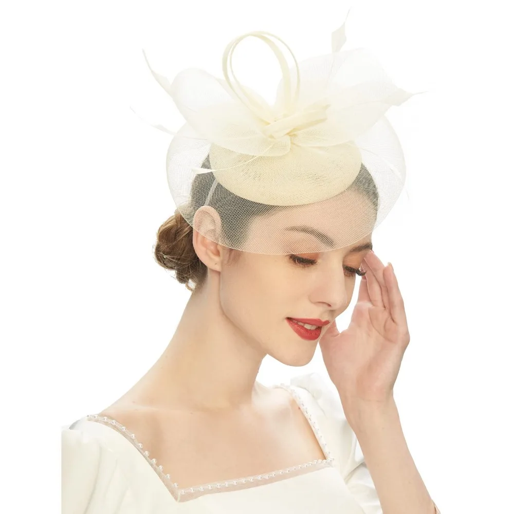 

Винтажный головной убор-фасинатор из сетки с перьями, элегантный, изысканный, для невесты, ободок для волос, изысканные повязки для волос, для женщин