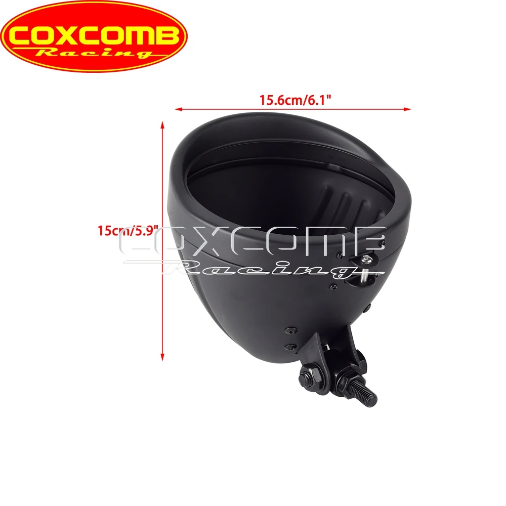 Universal Motorcycle 5.75" Round Headlight Housing Bucket With Visor Bezel& Wire Harnesst Headlamp Light Shell Mount Bracket view 3