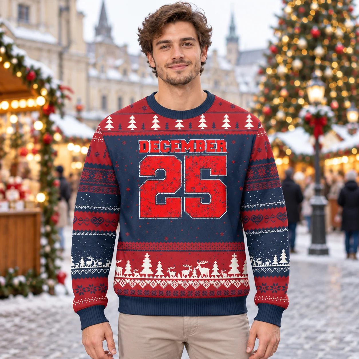 Christmas Party Humor on an Ugly Christmas Sweater Printed Crewneck Sweaters for Funny Holiday Outfits and Seasonal Gifts