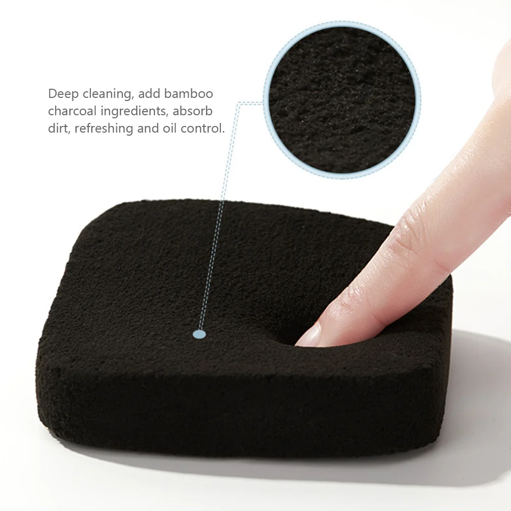 2 stks Bamboe Houtskool Gezicht Bladerdeeg Diepe Reinigingsspons Voor Olie Controle Acne Preventie Gezichtsreiniging Tool Make-up Remover Huid